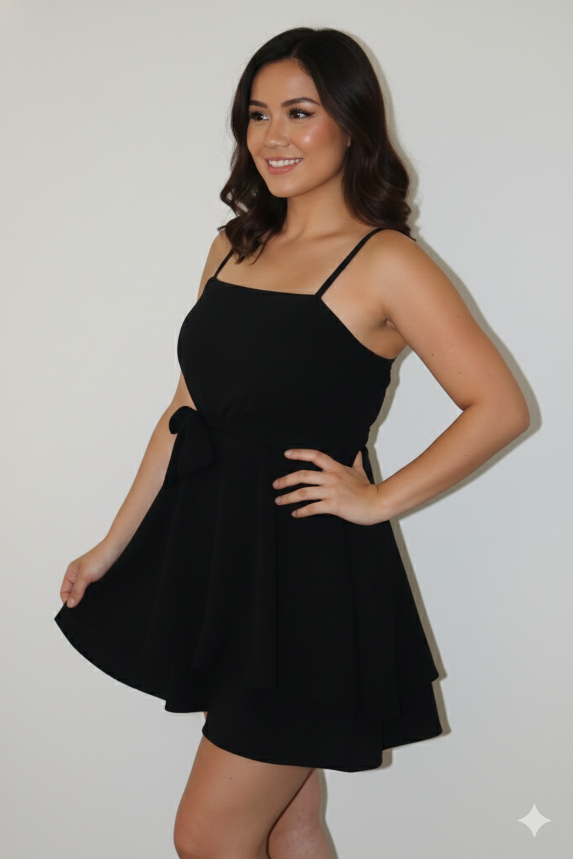 Vestido Mini Midnight Flare con Lazo Lateral